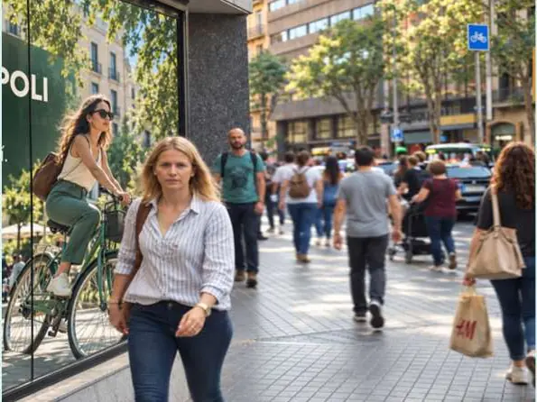 Pantalla digital en la calle Aragó de Barcelona