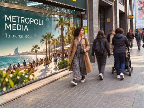 Pantalla digital en el Paseo Sant Joan de Barcelona