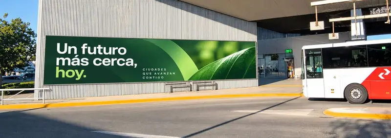 Publicidad digital en marquesina de estación