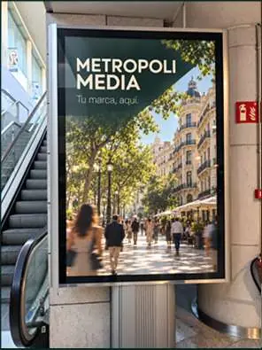 Mupi digital en la estación de Pamplona