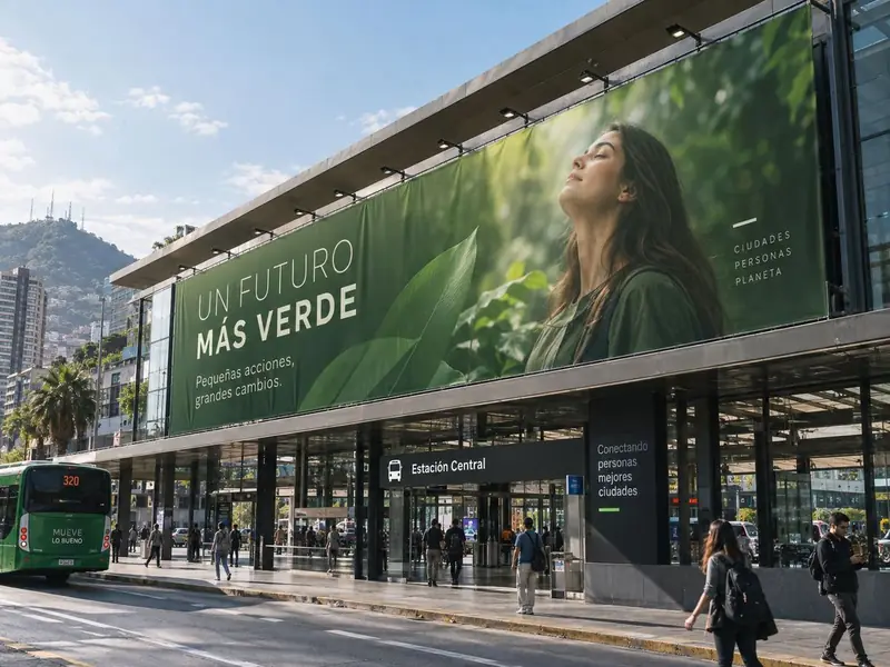 Lona XXL en la fachada de una estación